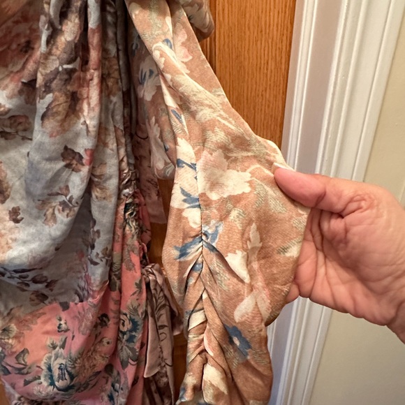 Zimmerman Size 2, Multicolored Floral Printed Silk Unbridled Elixir Draped Dress - Picture 6 of 7